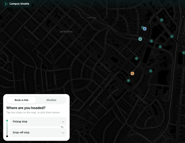 Smart Shuttle Booking interface